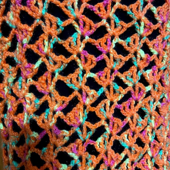 Crochet Woolen Pullover Top for Woman (Orange, Small/Petite) - Picture 3 of 7
